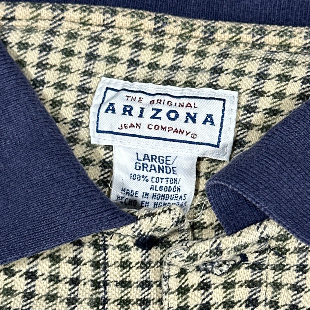 Vintage Arizona Jean Company Houndstooth Polo Shirt Mens Large Short Sleeve Navy - Picture 3 of 8